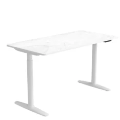 STAND PRO - Elektrisch höhenverstellbarer Schreibtisch 140 x 70 Weiß/Marmor