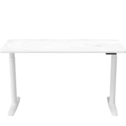 STAND PRO - Elektrisch höhenverstellbarer Schreibtisch 140 x 70 Weiß/Marmor
