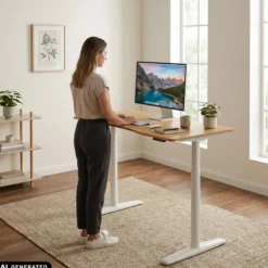STAND PRO R - Elektrisch höhenverstellbarer Schreibtisch 140 x 70 Eiche