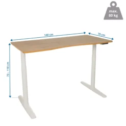 STAND PRO R - Elektrisch höhenverstellbarer Schreibtisch 140 x 70 Eiche