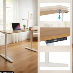 STAND PRO R - Elektrisch höhenverstellbarer Schreibtisch 140 x 70 Eiche