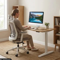 STAND PRO R - Elektrisch höhenverstellbarer Schreibtisch 140 x 70 Eiche
