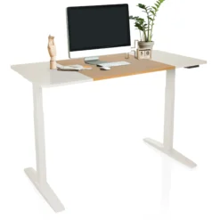 STAND T3 - Elektrisch höhenverstellbarer Schreibtisch 140 x 70 Weiß/Eiche