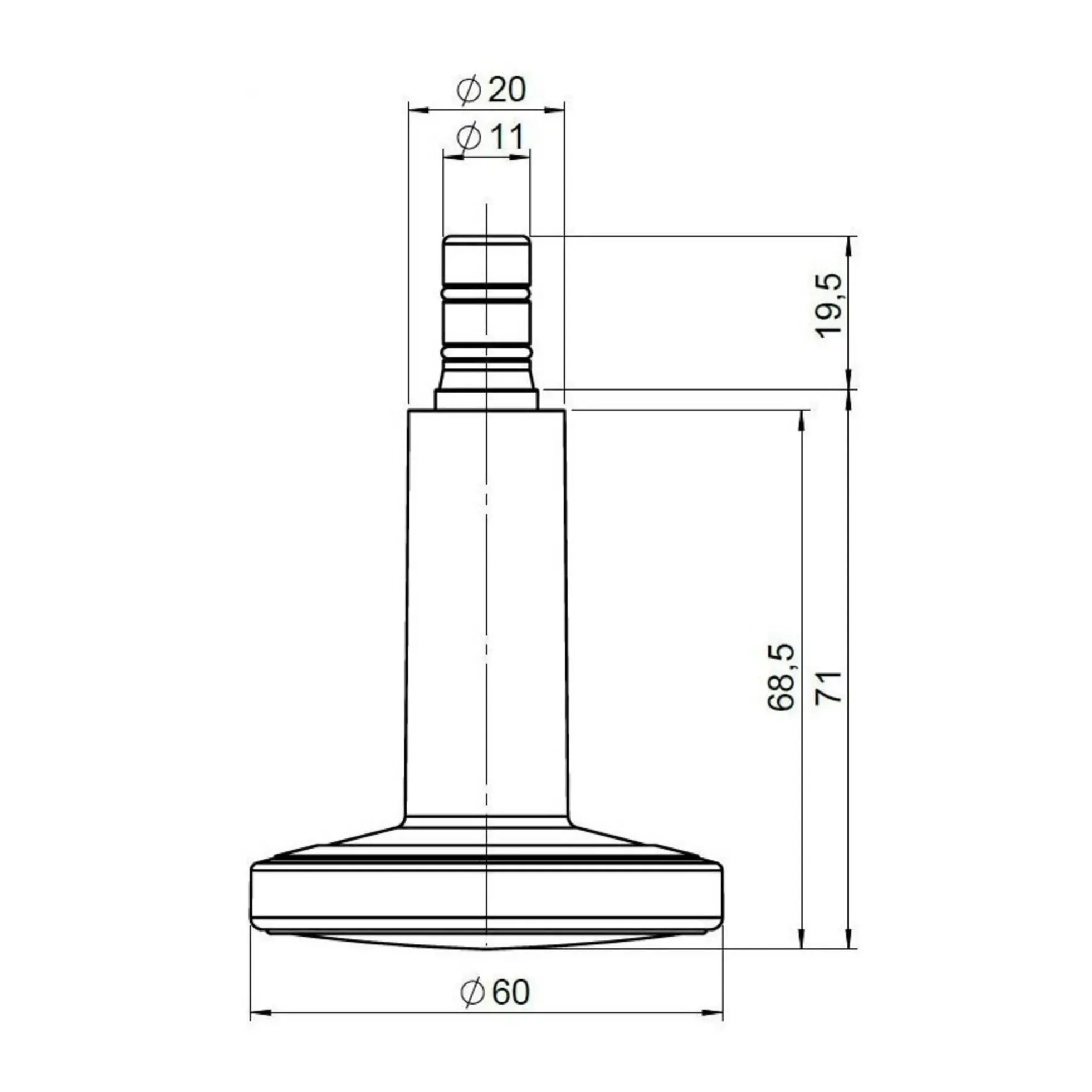STATO-M | 11 mm | Teppichboden - Stuhlgleiter Schwarz