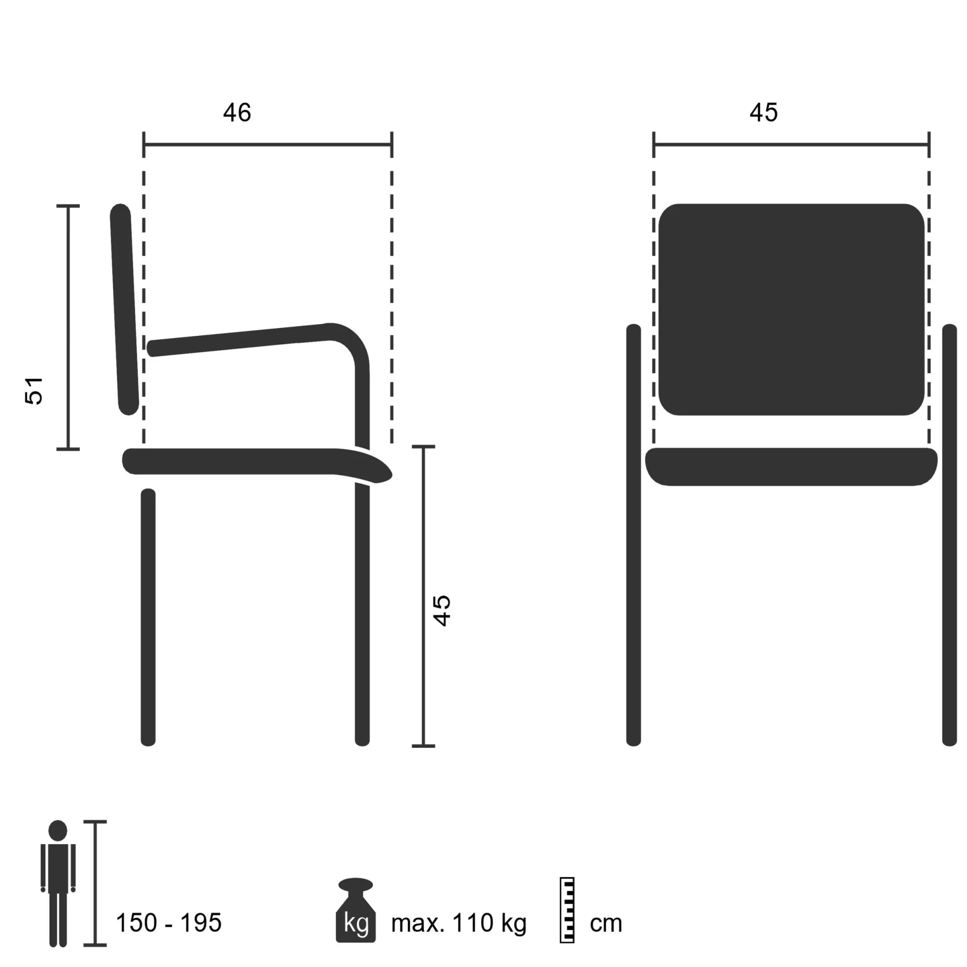 STEEL V - Besucherstuhl Konferenzstuhl Schwarz