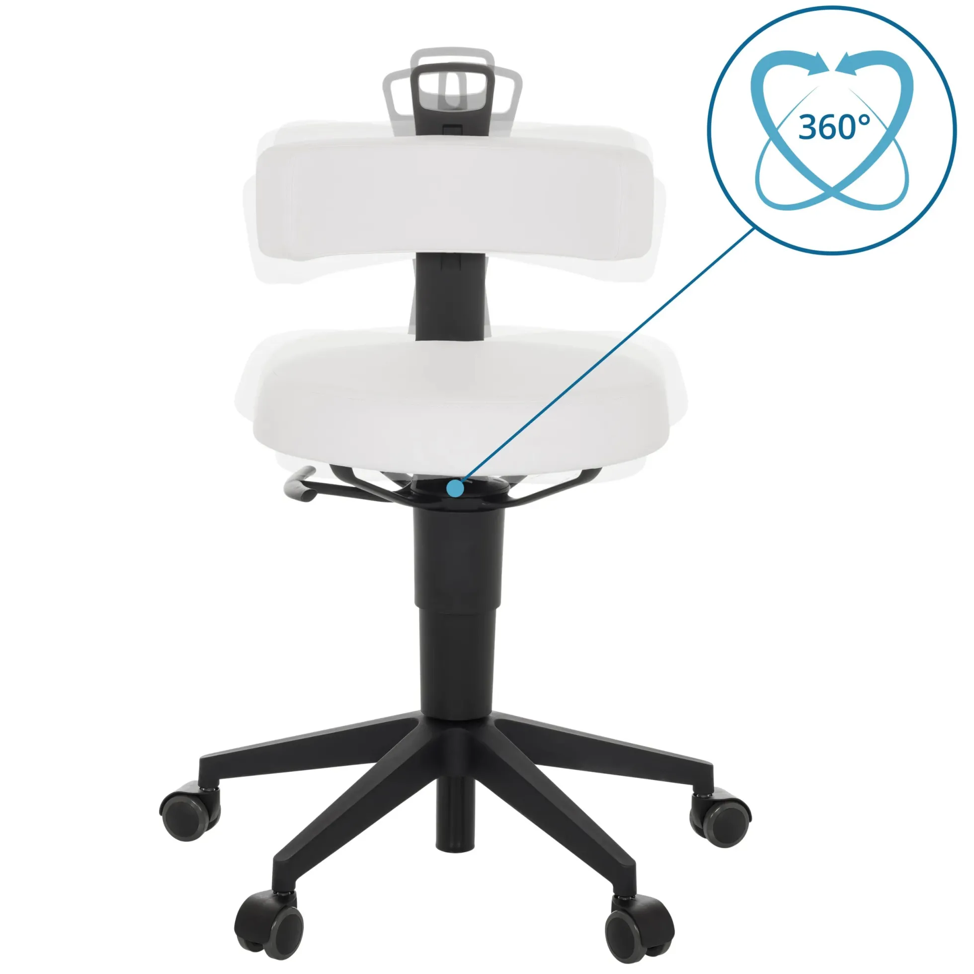 TOP WORK FLEX PU | Kunstleder - Drehhocker Weiß