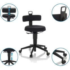 TOP WORK FLEX | Stoff - Drehhocker Schwarz