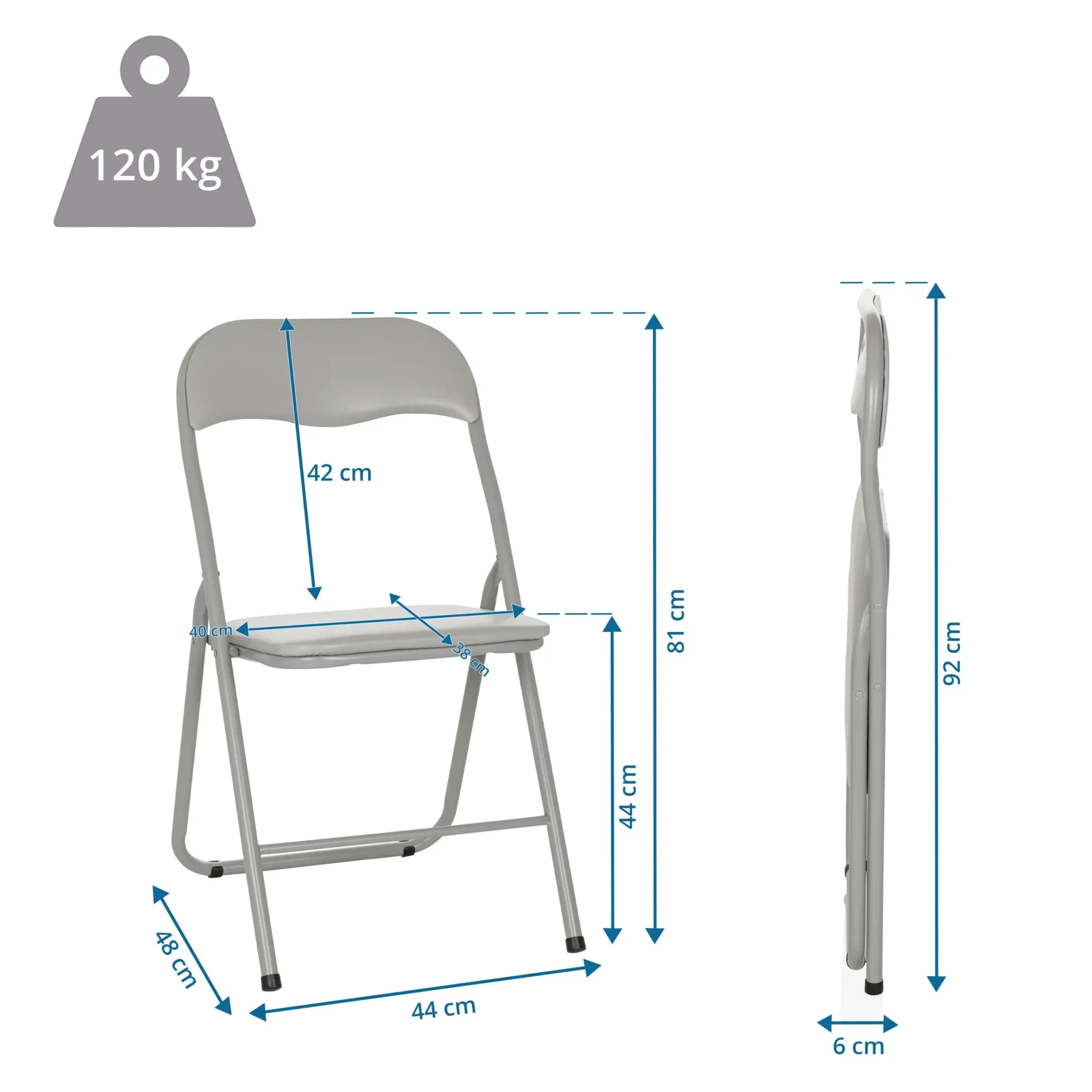 TUDELA BASIC | PVC - Klappstuhl Grau