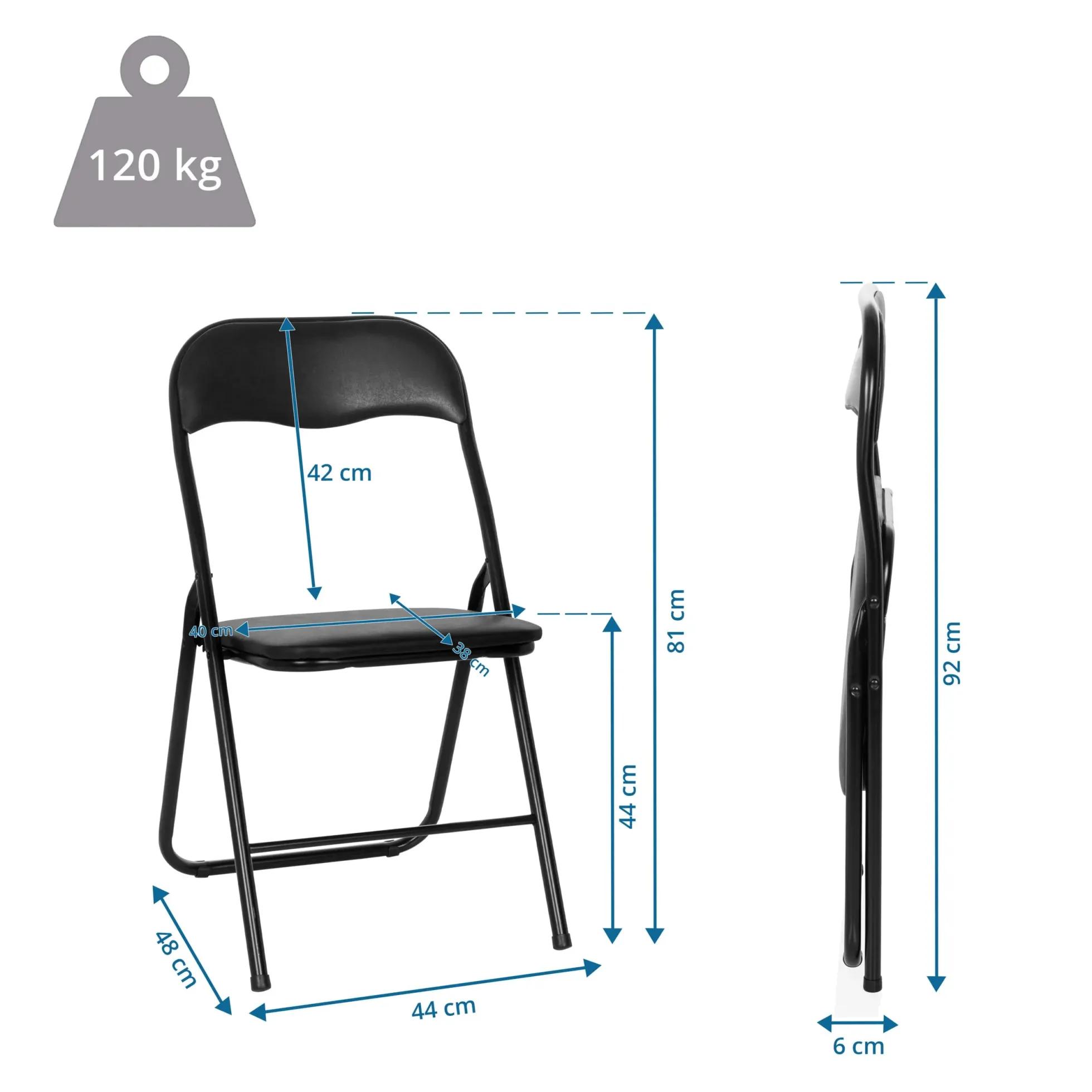 TUDELA BASIC | PVC - Klappstuhl Schwarz