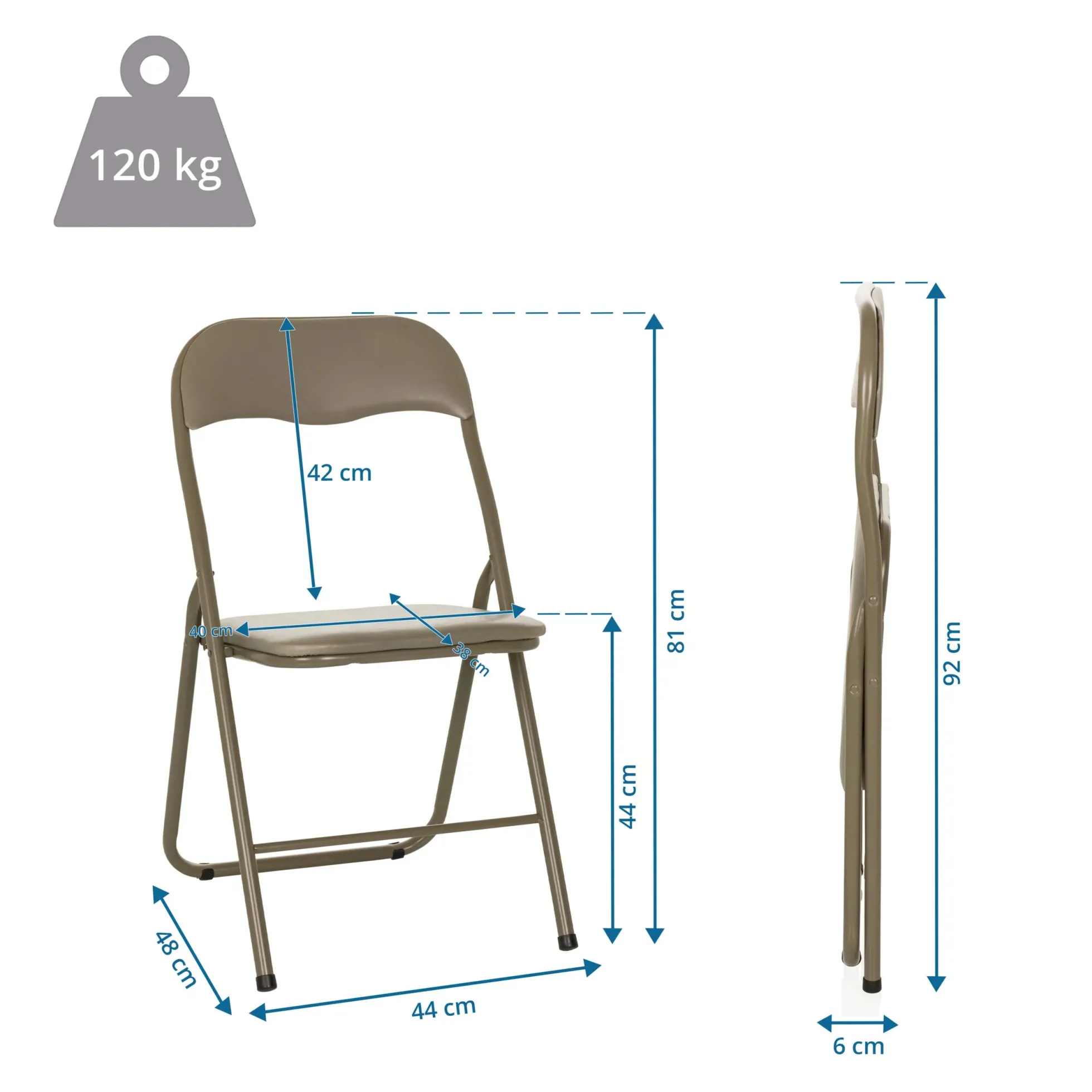 TUDELA BASIC | PVC - Klappstuhl Taupe