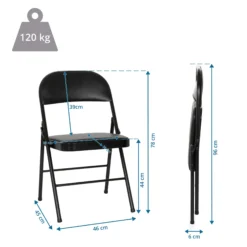 TUDELA H | Kunstleder - Klappstuhl Schwarz