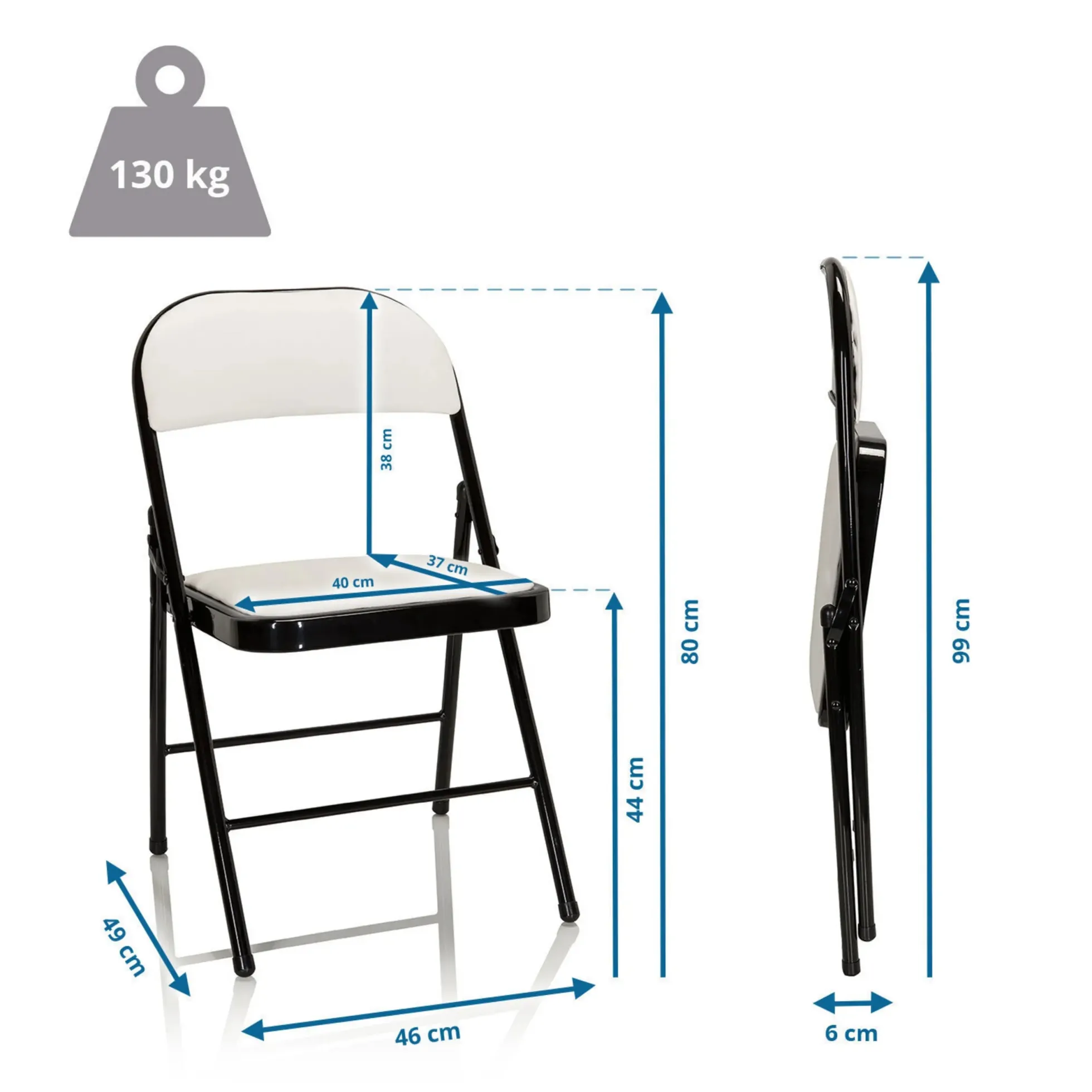 TUDELA | Kunstleder - Klappstuhl Weiß
