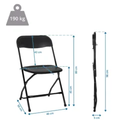 TUDELA XXL B | Belastbar bis 190 kg - Outdoor Stuhl Schwarz