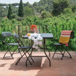 TUDELA XXL B | Belastbar bis 190 kg - Outdoor Stuhl Schwarz