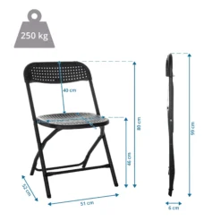 TUDELA XXL PRO | Belastbar bis 250 kg - Outdoor Stuhl Schwarz