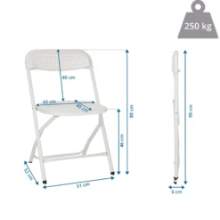 TUDELA XXL PRO W | Belastbar bis 250 kg - Outdoor Stuhl Weiß