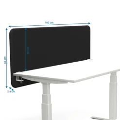 Tystiq | 160 cm (L) - Tischtrennwand Graphit/Weiß