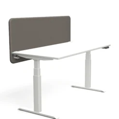 Tystiq | 160 cm (L) - Tischtrennwand Granitgrau/Weiß