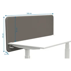 Tystiq | 160 cm (L) - Tischtrennwand Granitgrau/Weiß
