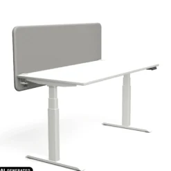 Tystiq | 160 cm (L) - Tischtrennwand Hellgrau/Weiß