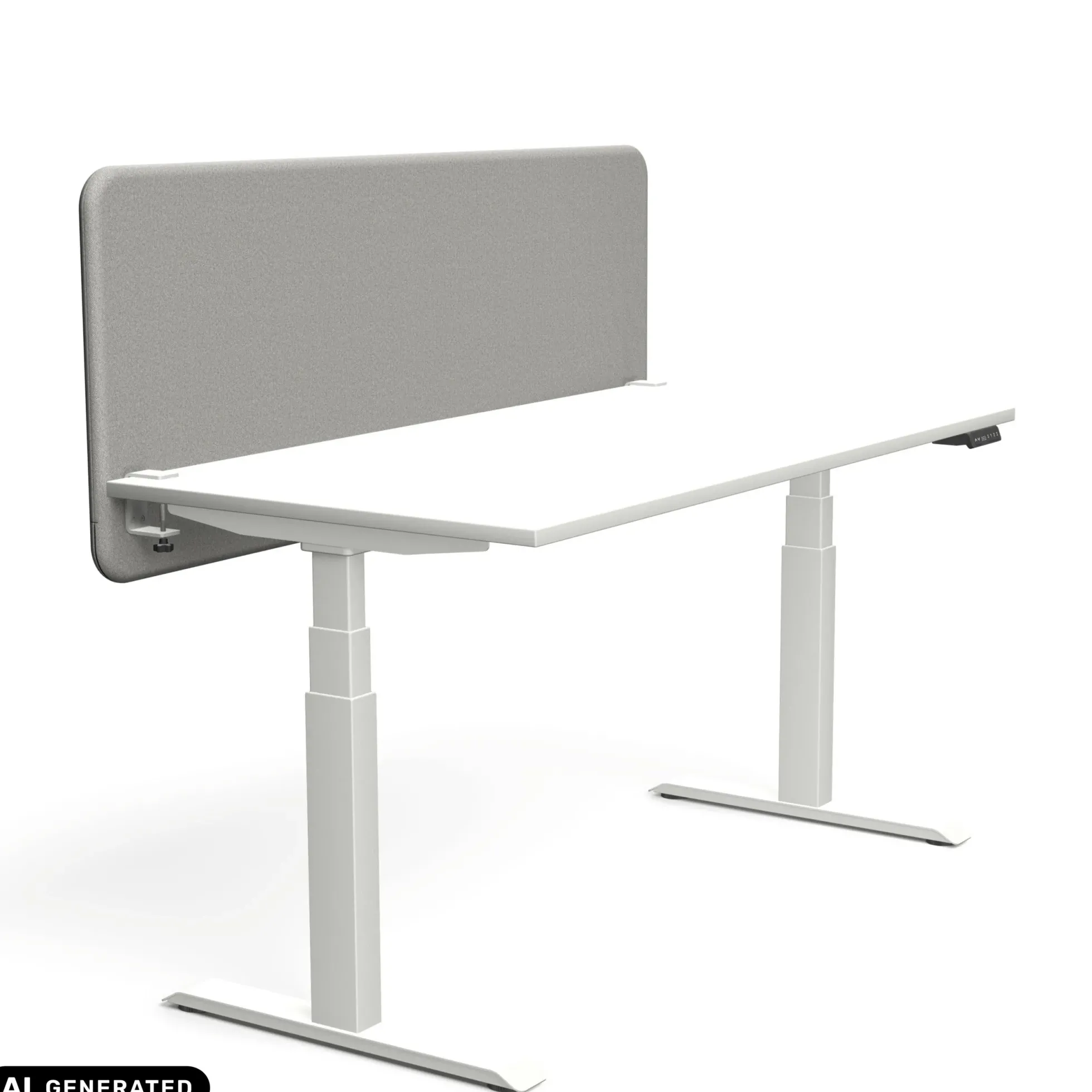 Tystiq | 160 cm (L) - Tischtrennwand Hellgrau/Weiß