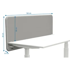 Tystiq | 160 cm (L) - Tischtrennwand Hellgrau/Weiß