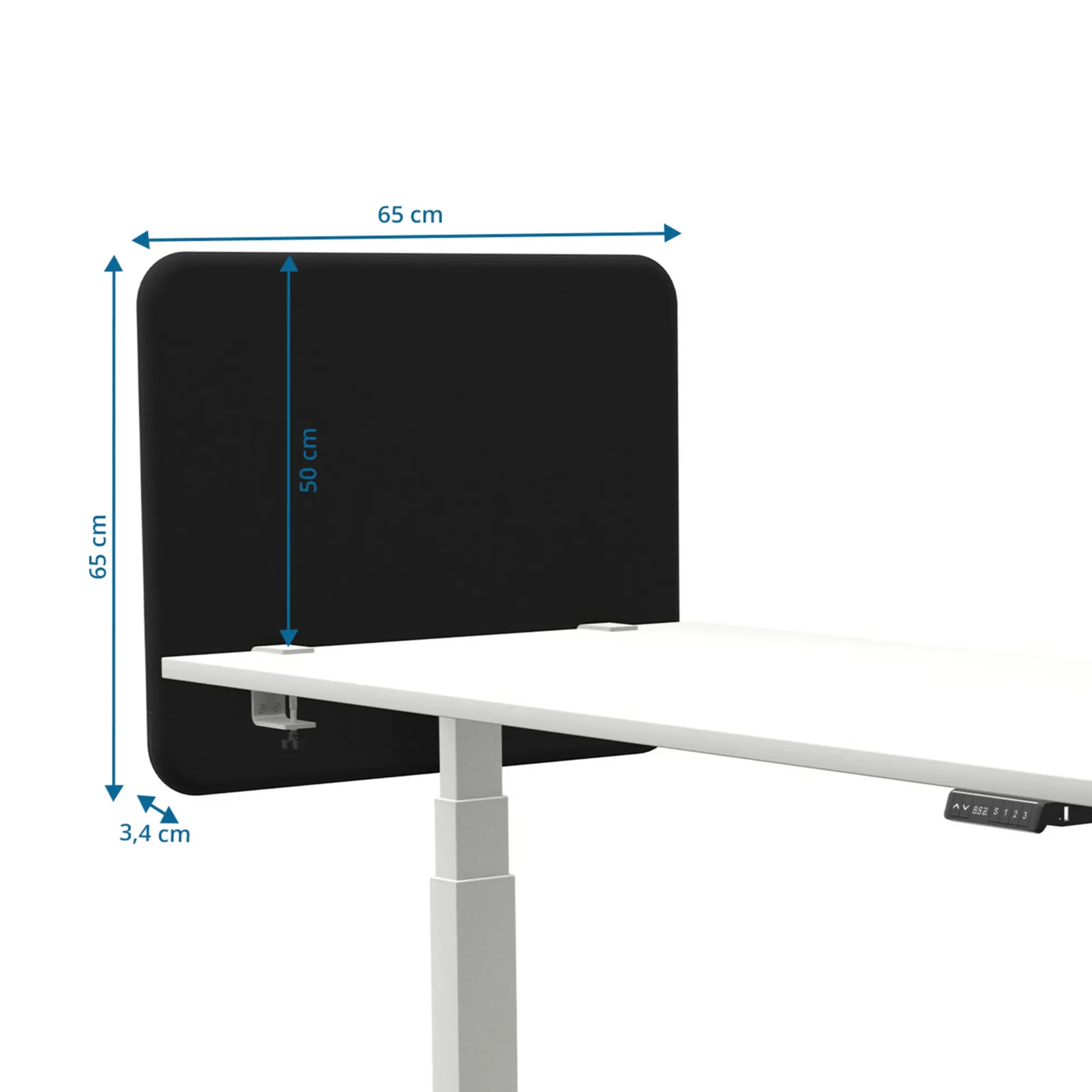 Tystiq | 80 cm (S) - Tischtrennwand Graphit/Weiß