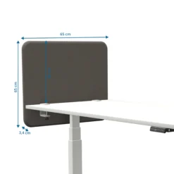 Tystiq | 80 cm (S) - Tischtrennwand Granitgrau/Weiß