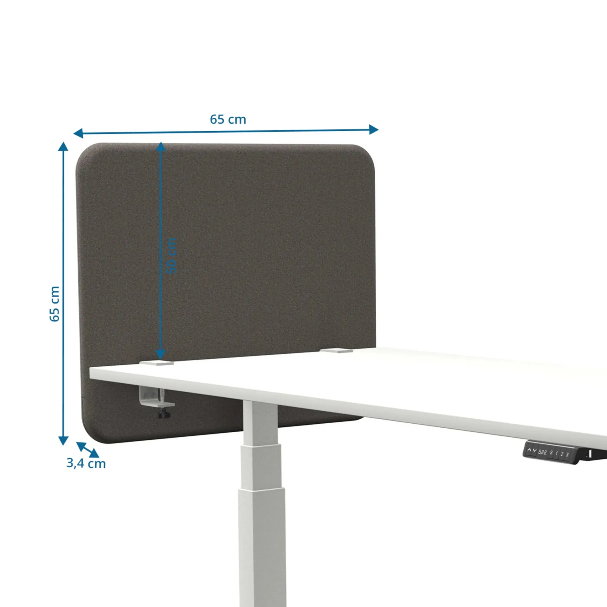 Tystiq | 80 cm (S) - Tischtrennwand Granitgrau/Weiß