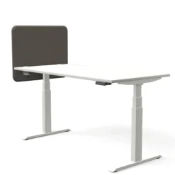 Tystiq | 80 cm (S) - Tischtrennwand Granitgrau/Weiß