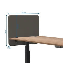 Tystiq | 80 cm (S) - Tischtrennwand Granitgrau/Schwarz