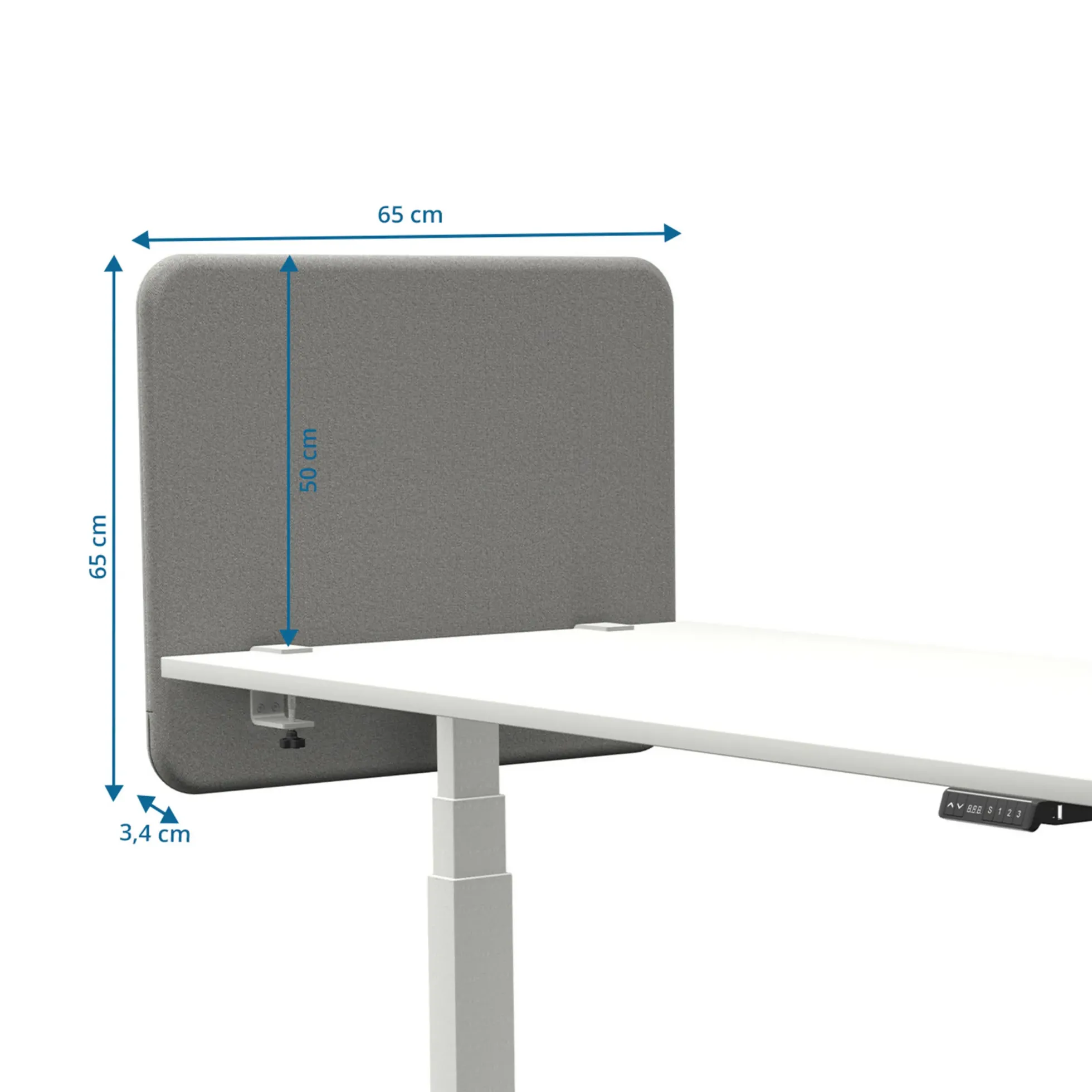 Tystiq | 80 cm (S) - Tischtrennwand Hellgrau/Weiß