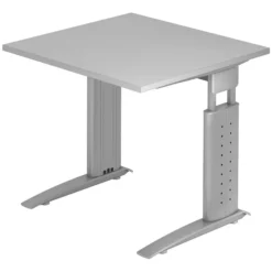 UNDA 8 S | Schreibtisch 80 x 80 höhenverstellbar Grau/Silber