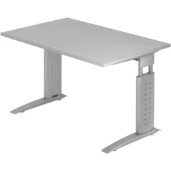 UNDA 12 S | Schreibtisch 120 x 80 höhenverstellbar Grau/Silber