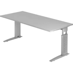 UNDA 19 S | Schreibtisch 180 x 80 höhenverstellbar Grau/Silber