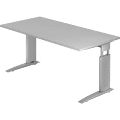 UNDA 16 S | Schreibtisch 160 x 80 höhenverstellbar Grau/Silber