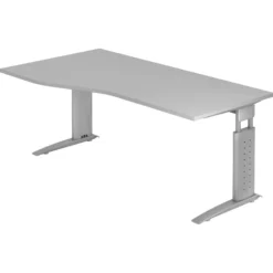 UNDA 18 S | Schreibtisch 180 x 100 höhenverstellbar Grau/Silber