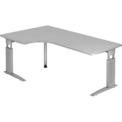 UNDA 82 S | Schreibtisch 200 x 120 höhenverstellbar Grau/Silber