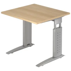 UNDA 8 S | Schreibtisch 80 x 80 höhenverstellbar Eiche/Silber