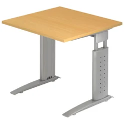 UNDA 8 S | Schreibtisch 80 x 80 höhenverstellbar Buche/Silber