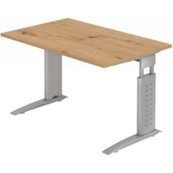 UNDA 12 S | Schreibtisch 120 x 80 höhenverstellbar Asteiche/Silber