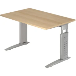 UNDA 12 S | Schreibtisch 120 x 80 höhenverstellbar Eiche/Silber