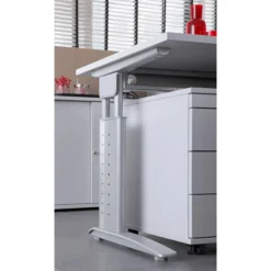 UNDA 12 S | Schreibtisch 120 x 80 höhenverstellbar Buche/Silber
