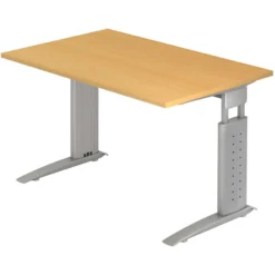 UNDA 12 S | Schreibtisch 120 x 80 höhenverstellbar Buche/Silber