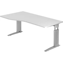 UNDA 18 S | Schreibtisch 180 x 100 höhenverstellbar Weiß/Silber