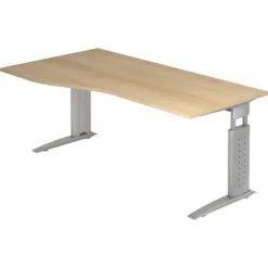 UNDA 18 S | Schreibtisch 180 x 100 höhenverstellbar Eiche/Silber