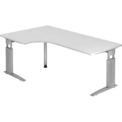UNDA 82 S | Schreibtisch 200 x 120 höhenverstellbar Weiß/Silber