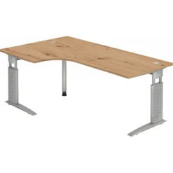 UNDA 82 S | Schreibtisch 200 x 120 höhenverstellbar Asteiche/Silber