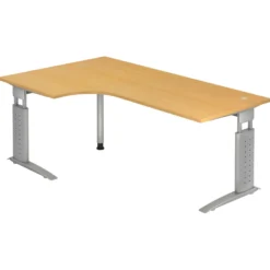UNDA 82 S | Schreibtisch 200 x 120 höhenverstellbar Buche/Silber