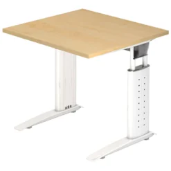 UNDA 8 W | Schreibtisch 80 x 80 höhenverstellbar Ahorn/Weiß